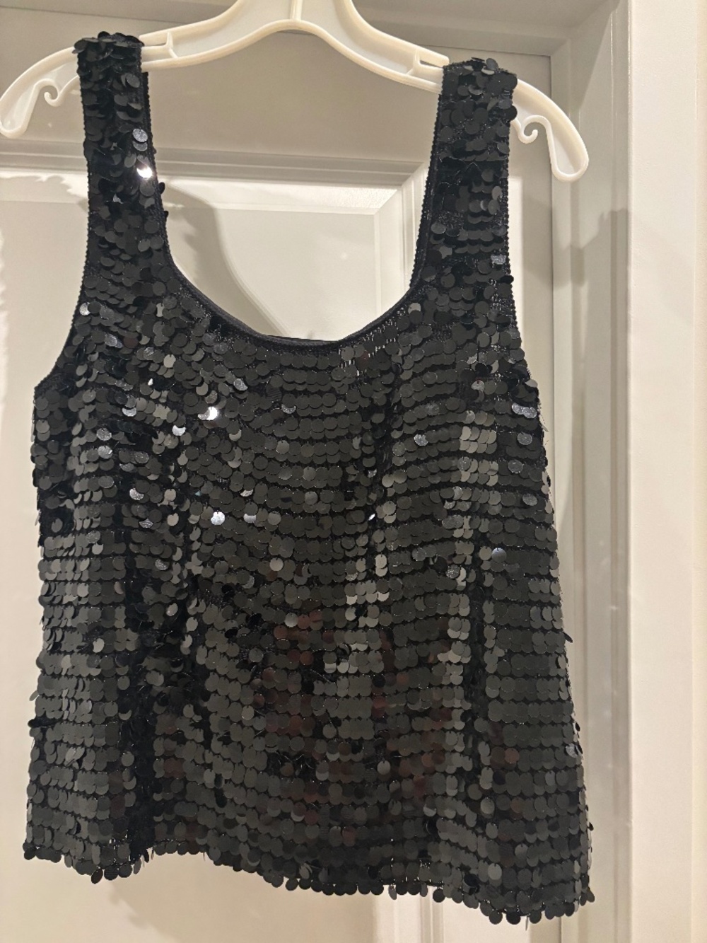 Sequin top, Colette Mordo, black sleeveless top